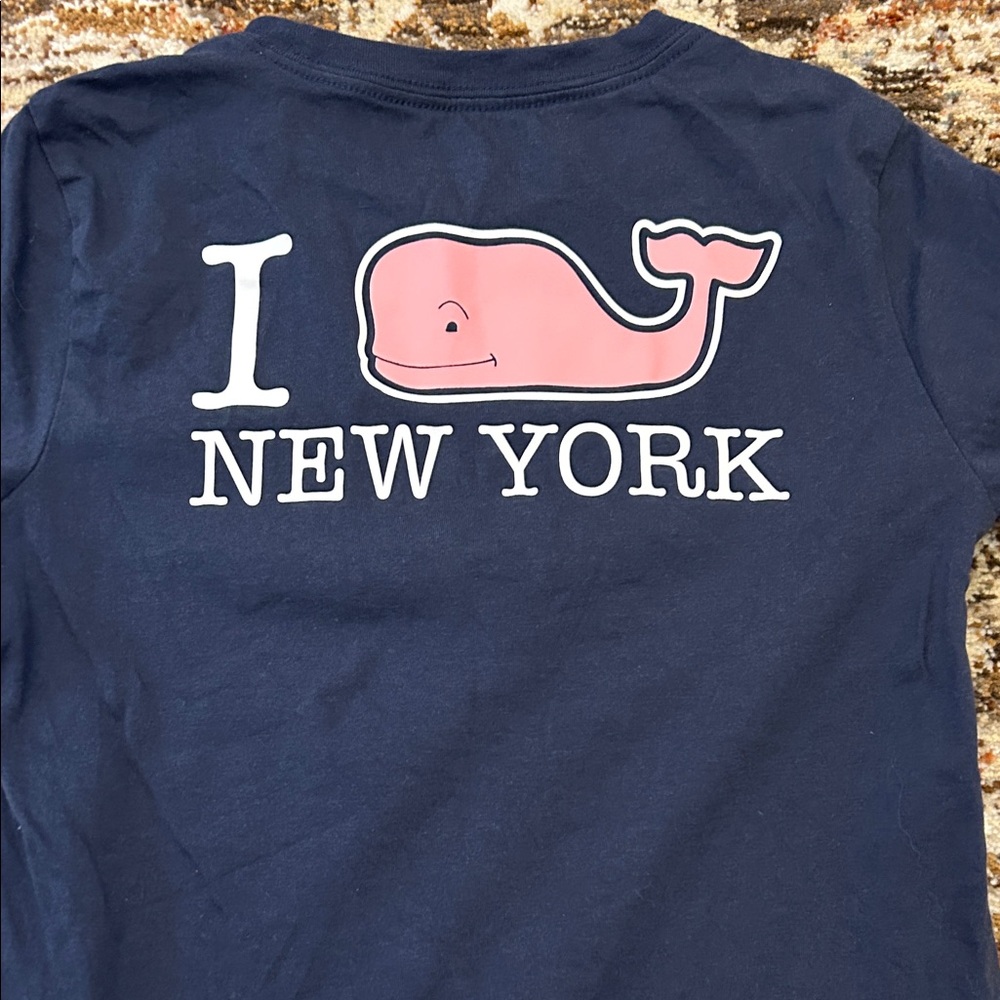 Navy Blue Kids Shirt with Pink Whale by Vineyard Vines